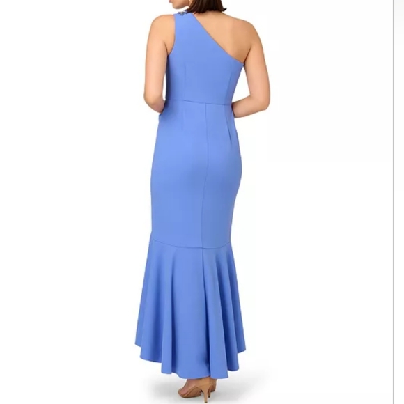 Papell Studio Blue One-Shoulder Dress - Picture 3 of 14
